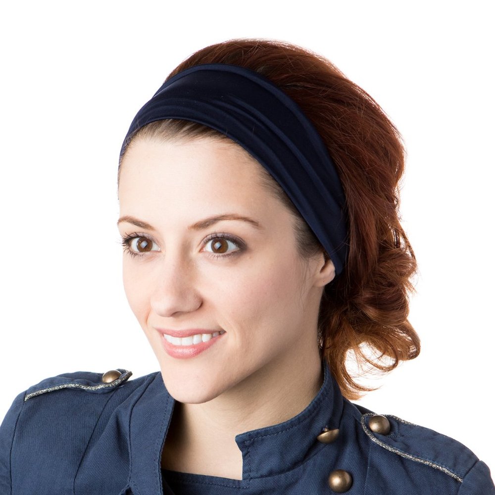 Hipsy Basic Navy Blue Adjustable & Stretchy Spandex Fitness Headband Sport Band